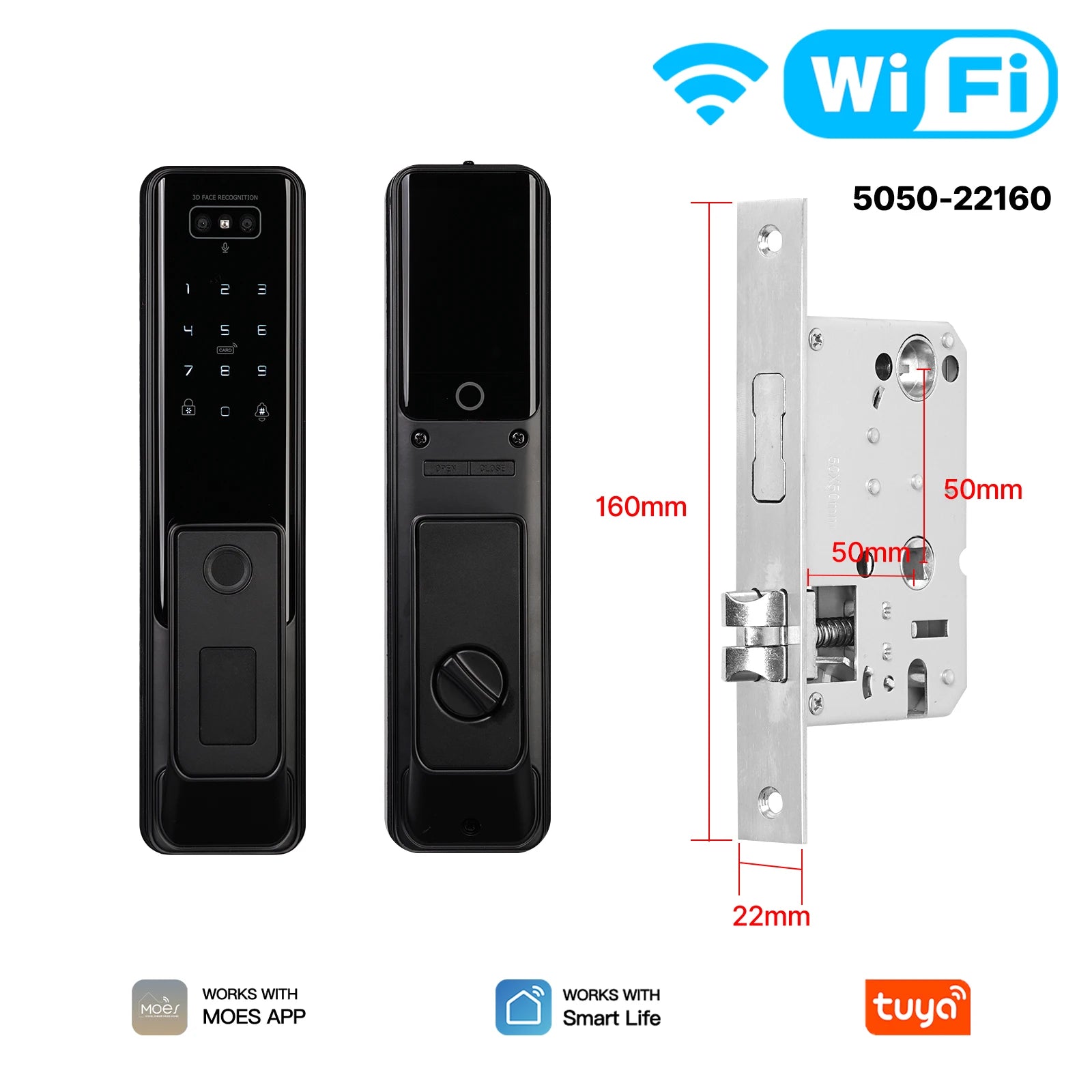 Moes Tuya WiFi Smart Door Lock Facial Palm Vein Recognition