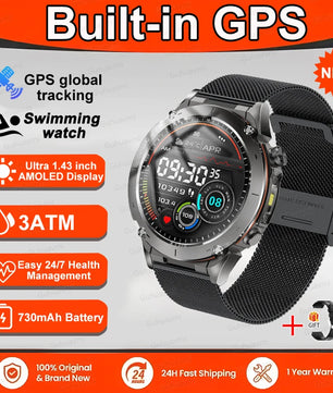 Fine Steel Waterproof Android Round Shaped Bluetooth Smartwatch