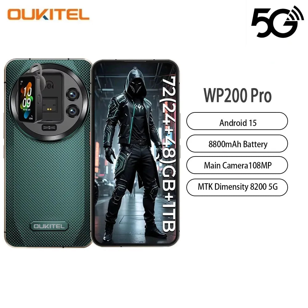 8800mAh 6.7" 24GB Android WP200 Pro 5G Rugged Smartphone