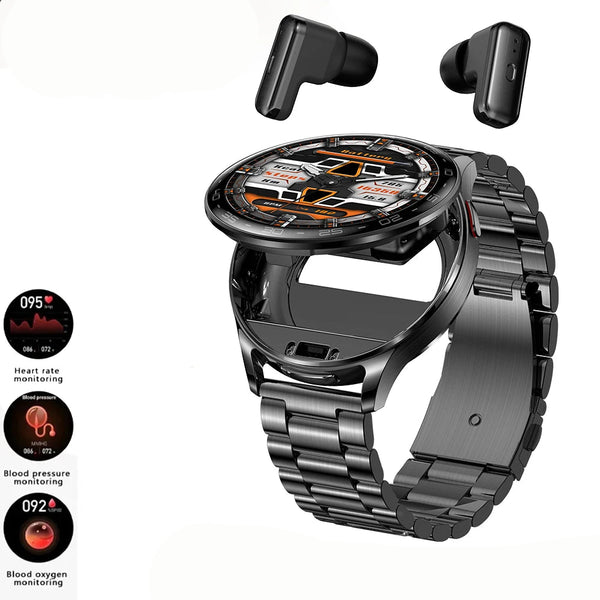 2-In-1 Bluetooth Earphones With Alloy AMOLED Display Smartwatch