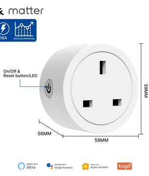 Moes Plastic Panel Voice Control Smart WIFI Power Socket Plug