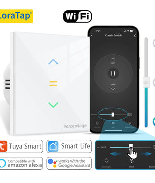 LoraTap 240V Plastic Automatic Remote Control Roller Shutter Switch