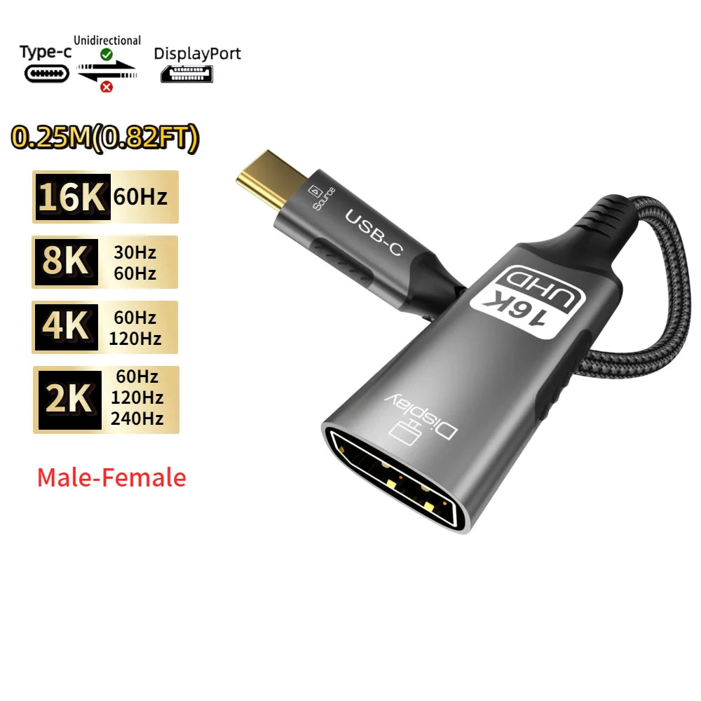 Aluminium 6mm 240Hz Display Port Extension Cable For MacBook