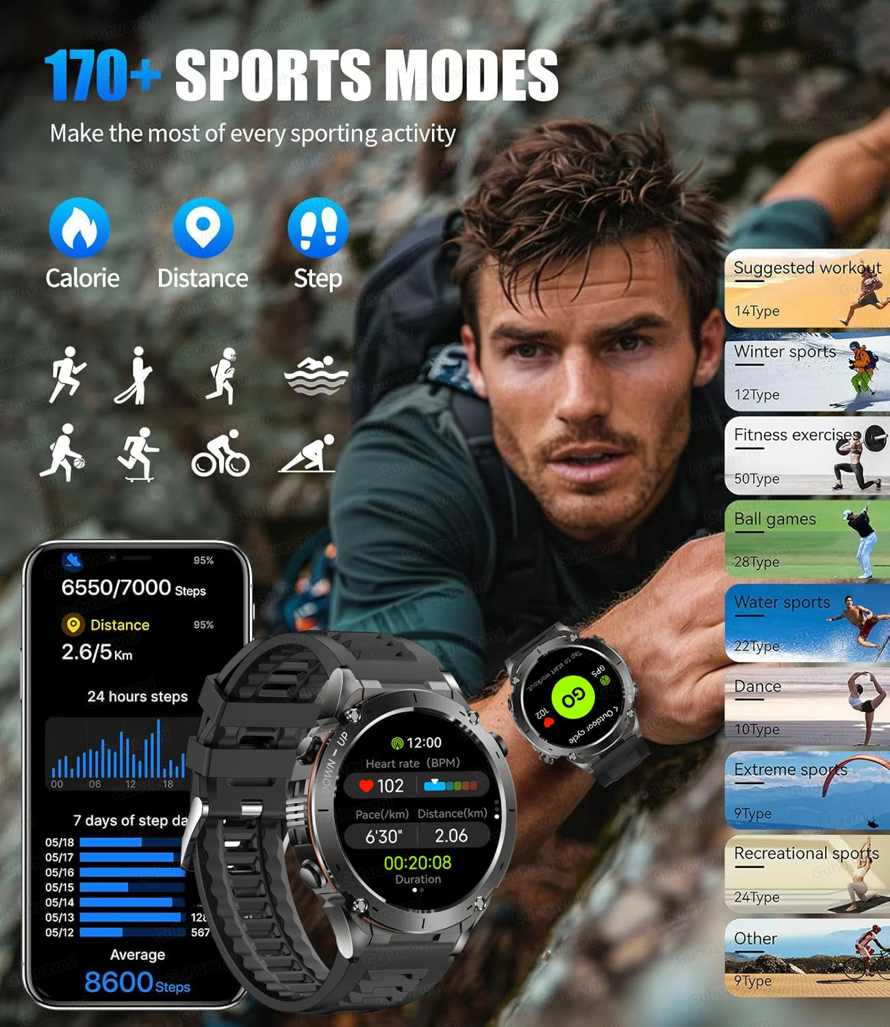 Fine Steel Waterproof Android Round Shaped Bluetooth Smartwatch