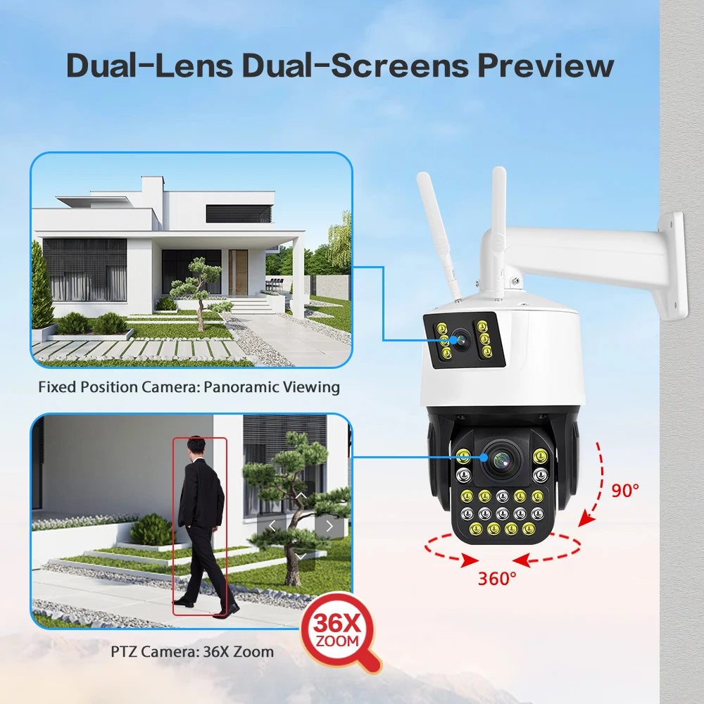 Boavision 6MP WIFI Dual Lens Auto Tracking Audio Dome Camera