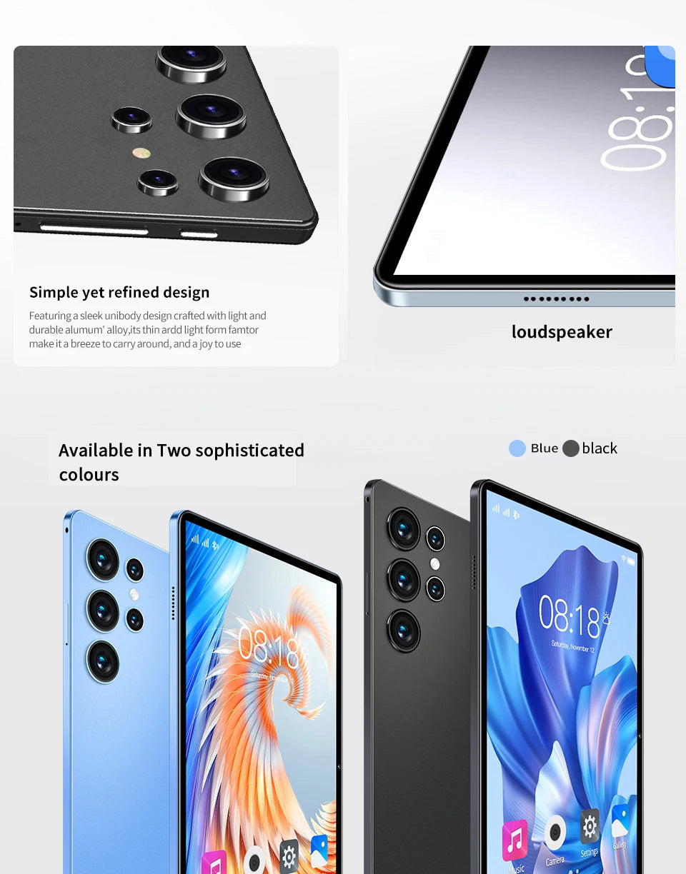 Sauenaneo 10.1-Inch 8GB+64GB Supports 1TB Octa-core Touch Screen Tablet