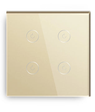 Bseed Alloy 4 Gang 1 Way Crystal Glass Panel Light Touch Switch