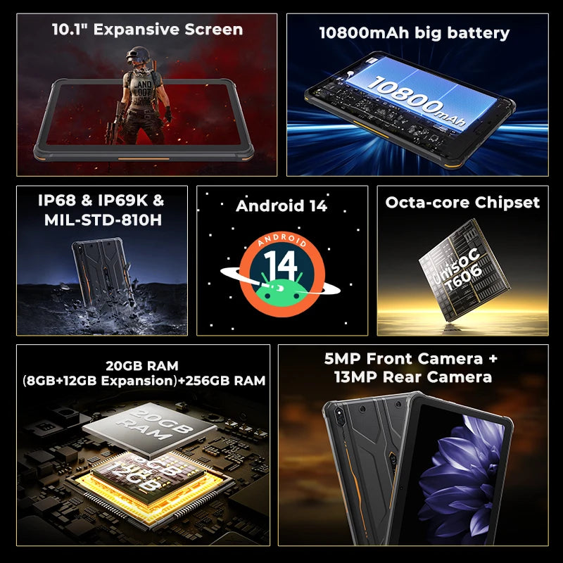 10800mAh R10 Pro 4G Rugged Type-C Android Smartphone