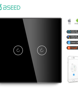 Bseed Alloy 4 Gang 1 Way Crystal Glass Panel Light Touch Switch