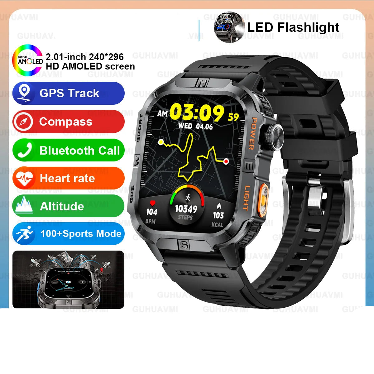 Alloy Waterproof Android Square Shape On-Wrist Smartwatch