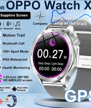 Steel Waterproof Android On-Wrist Round Shape Smartwatch