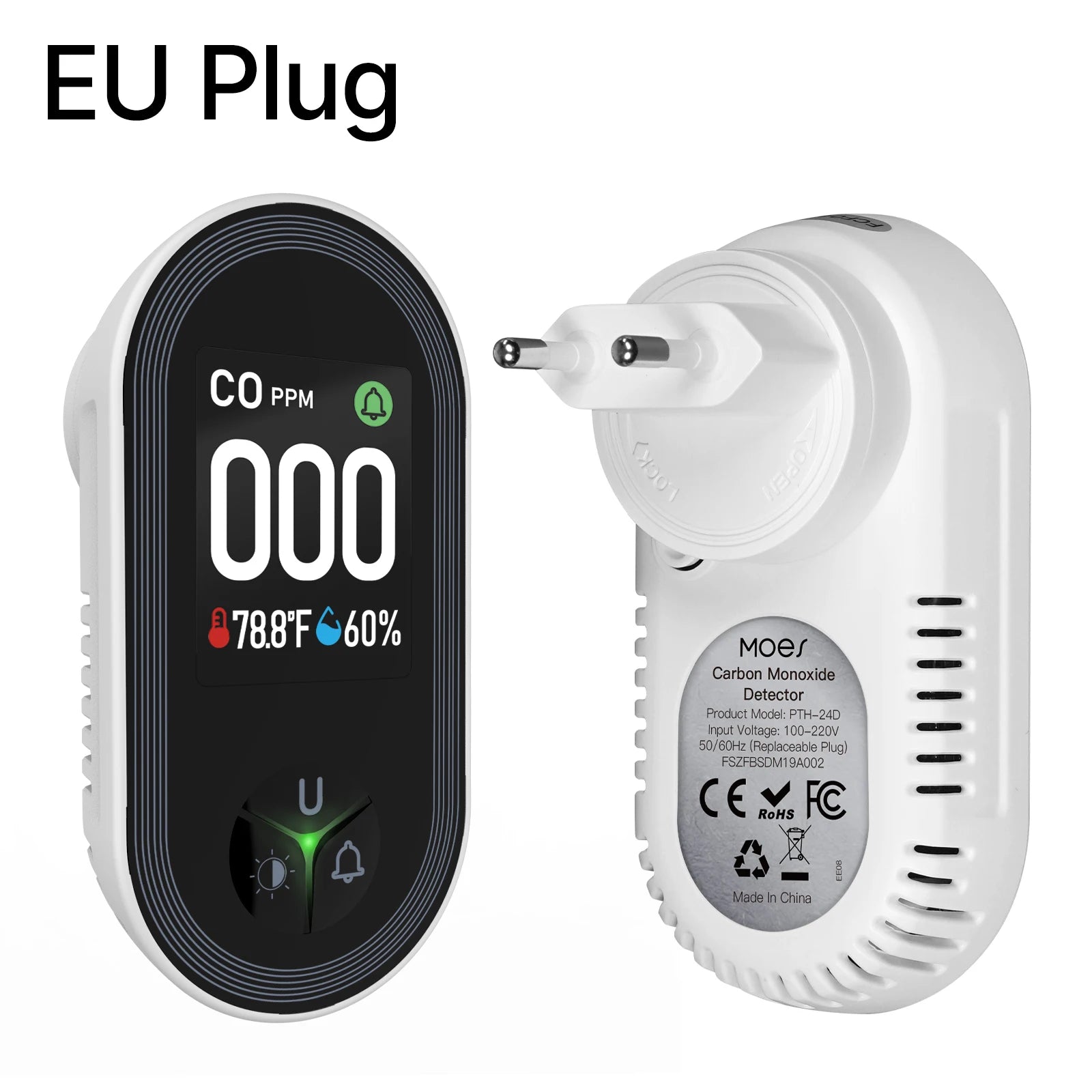 Moes Plastic Temperature Humidity Sensor Carbon Monoxide Detector