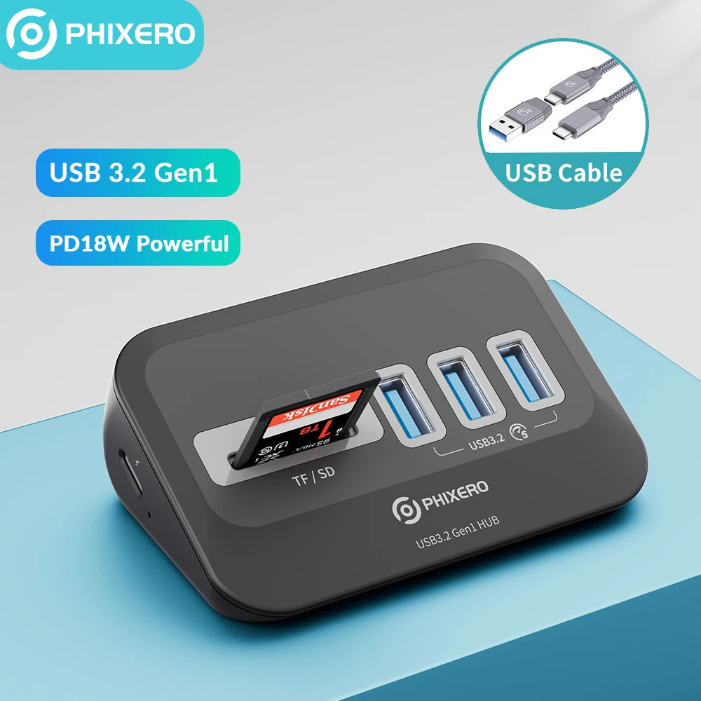 USB 3.2 Type C USB 3.0 Adapter Docking Station with SD Card for Laptop PC