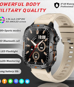 Fine Steel Waterproof Android Square Shaped Amoled Screen Smartwatch