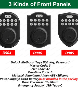 Automatic Deadbolt Digital Reversible Handle Smart Door Lock