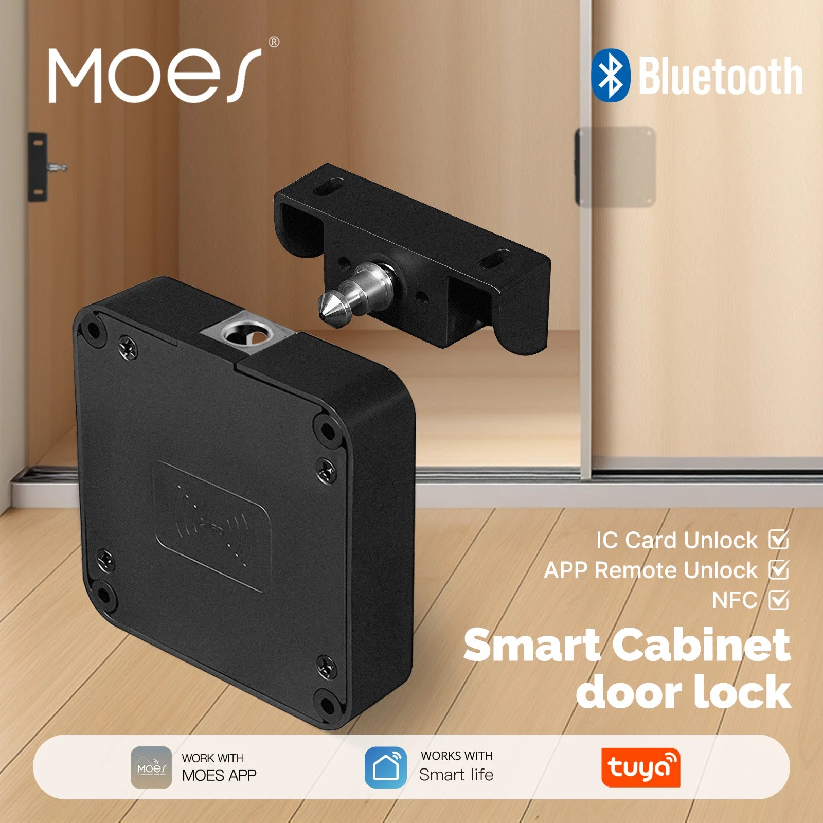 Moes Tuya Bluetooth Smart Remote Control Wood Cabinet Lock