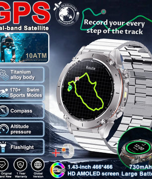 Fine Steel Waterproof Android Round Shaped Amoled Screen Smartwatch