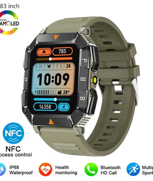 Silica Gel Smart Bluetooth Voice Support Square Shaped Sports Watch