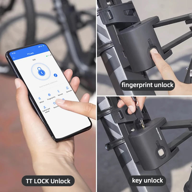 Stainless Steel Fingerprint Bluetooth Folding Bike Waterproof Lock