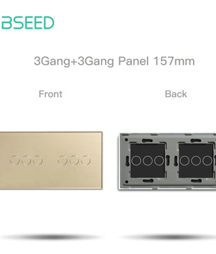 Bseed 10A Alloy 2 Gang Crystal Glass Panel Light Touch Switch