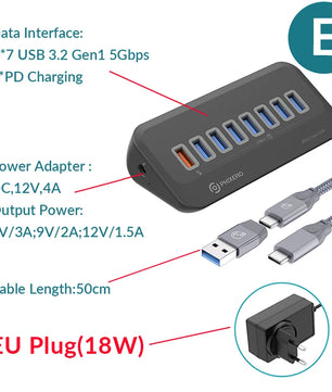 USB 3.2 Type C USB 3.0 Adapter Docking Station with SD Card for Laptop PC