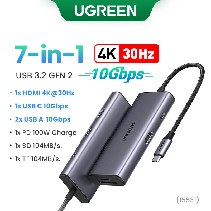 Ugreen 13-IN-1 Type-C Card Reader HDMI USB Splitter Hub