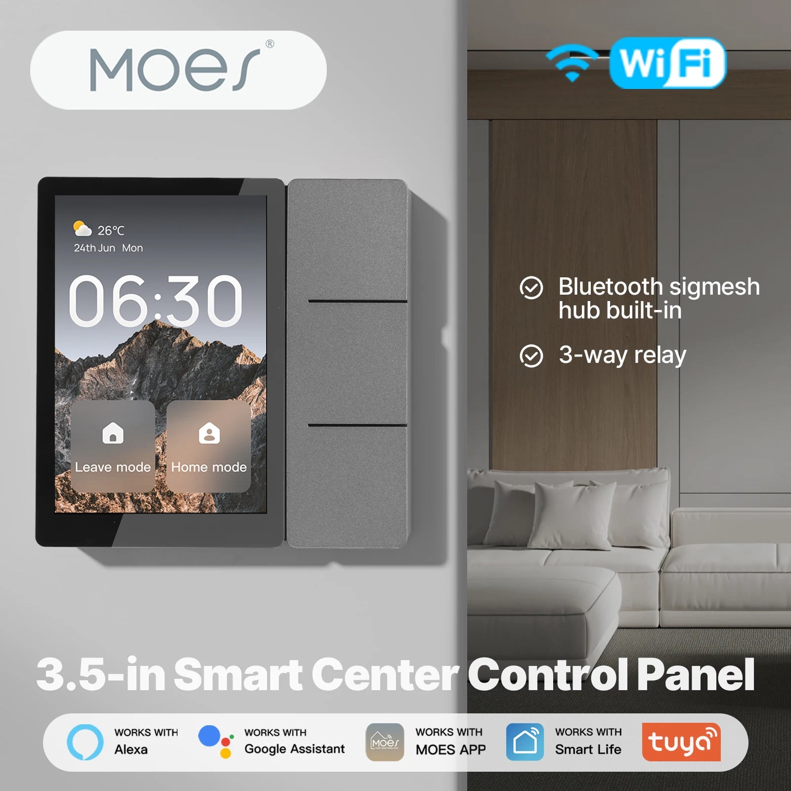 Moes Tuya 3.5" Smart Hub Touch Panel with Built-in Relays & Bluetooth