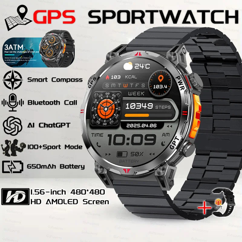 Steel Waterproof Android Round Shape On-Wrist Smartwatch