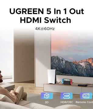 Ugreen HDMI Switch 5 In 1 Remote Control for PS5/PS4
