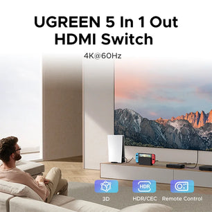 Ugreen HDMI Switch 5 In 1 Remote Control for PS5/PS4