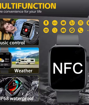 Rubber Waterproof Android Square Shaped Amoled Screen Smartwatch