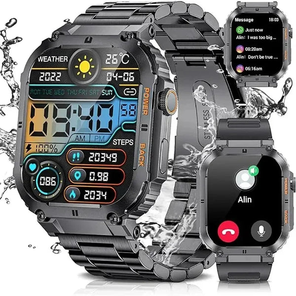 Silica Gel Waterproof Touch Screen Bluetooth Square Smartwatch