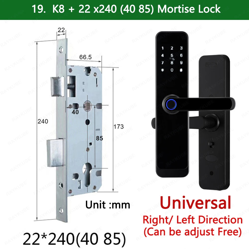 Wifi Smart Fingerprint Digital Electric Door Lock with Longer Handle Panels