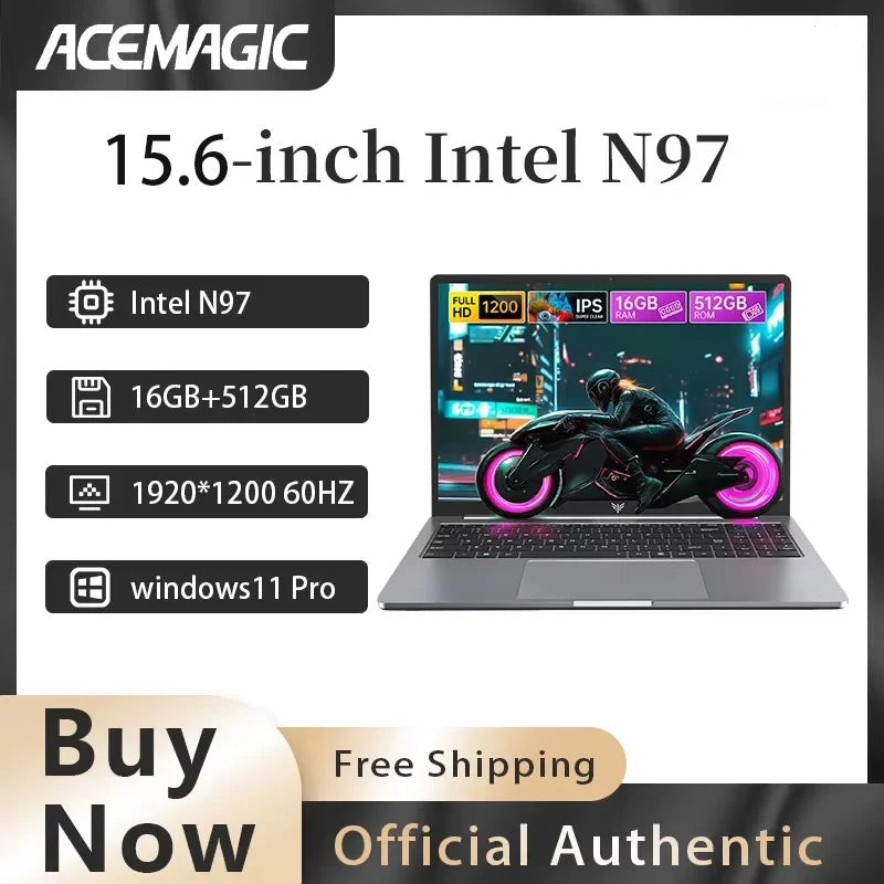 5000mAh Intel N97 Ultra Thin 16GB SSD 512GB Portable Laptop