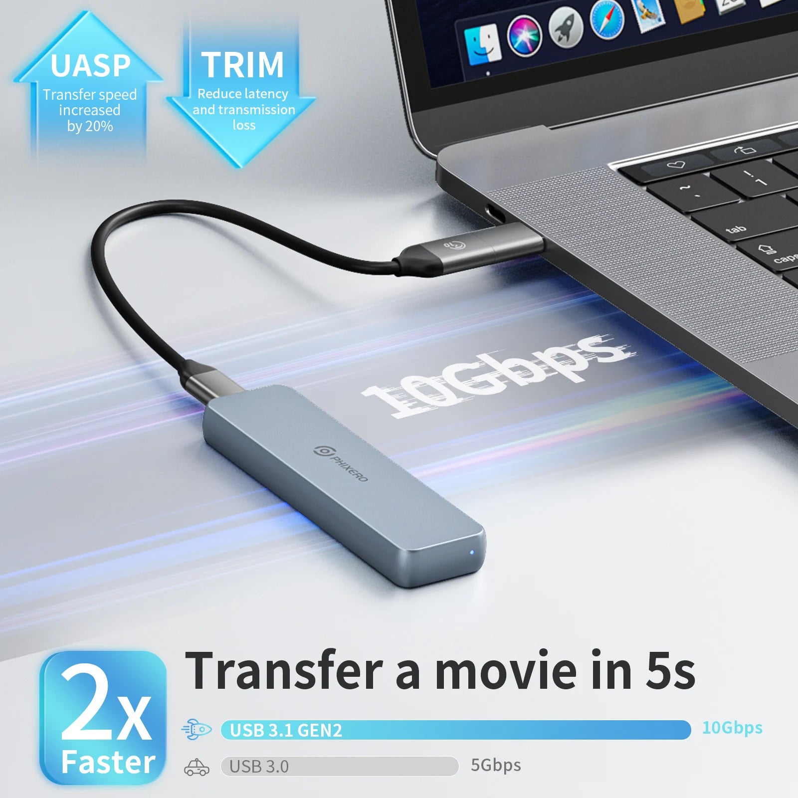 Aluminum Alloy 4TB SSD Type-C External Hard Drive Case