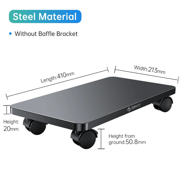 ABS Adjustable Computer Towers Stand with 4 Locking Caster Wheels