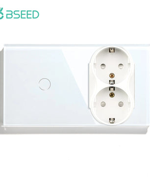 Bseed 10A Alloy 3 Gang Touch Switch With Double Wall Socket
