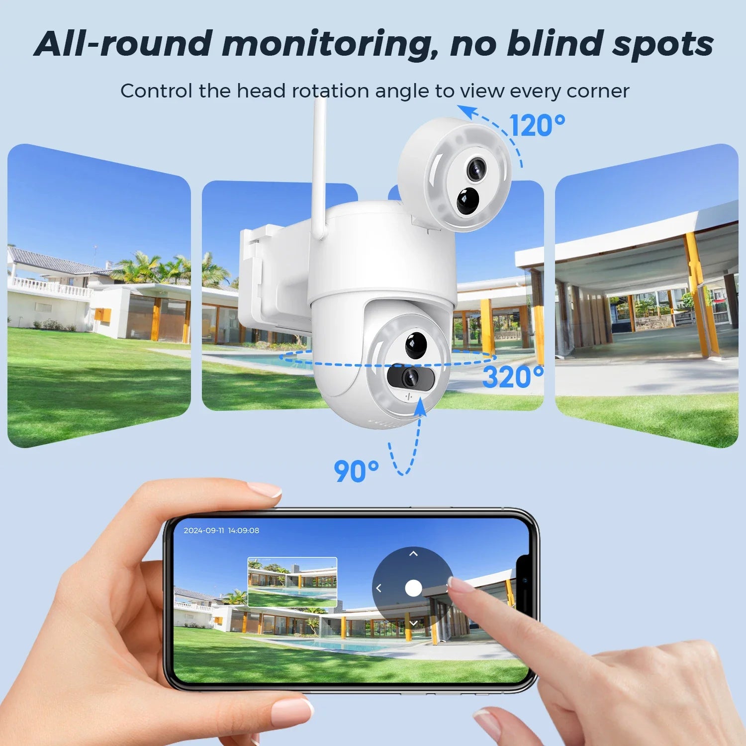 2.4G 8MP 1080P Dual Screens 90° Wireless Surveillance Camera
