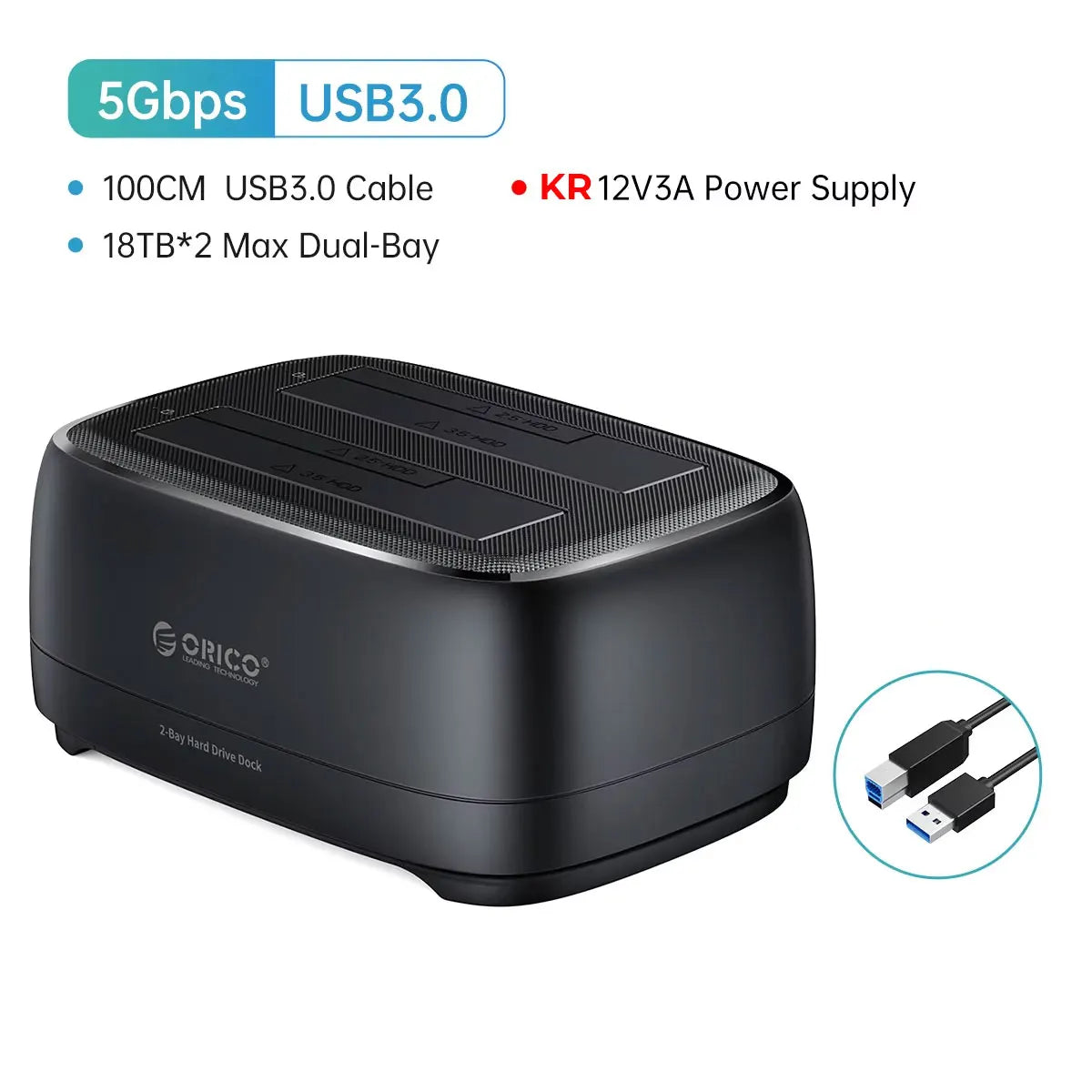Plastic USB 3.0 3.5 Inch Type-C Dual Bay Hard Drive
