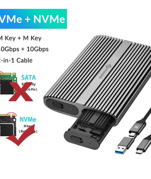 3.0 Type C External HD Hard Drive Disk Enclosure Dual Bay Storage Box