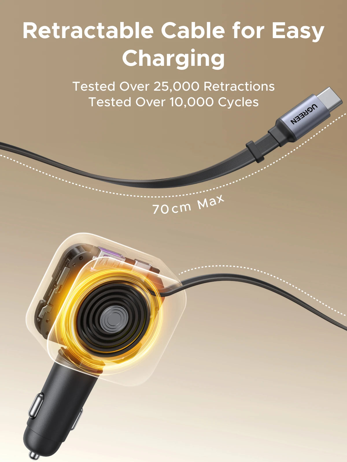 Ugreen 60W Alloy USB Type-C Car Charge For iPhone and Samsung