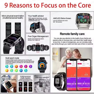 Fine Steel Waterproof Android Square Shaped Bluetooth Smartwatch