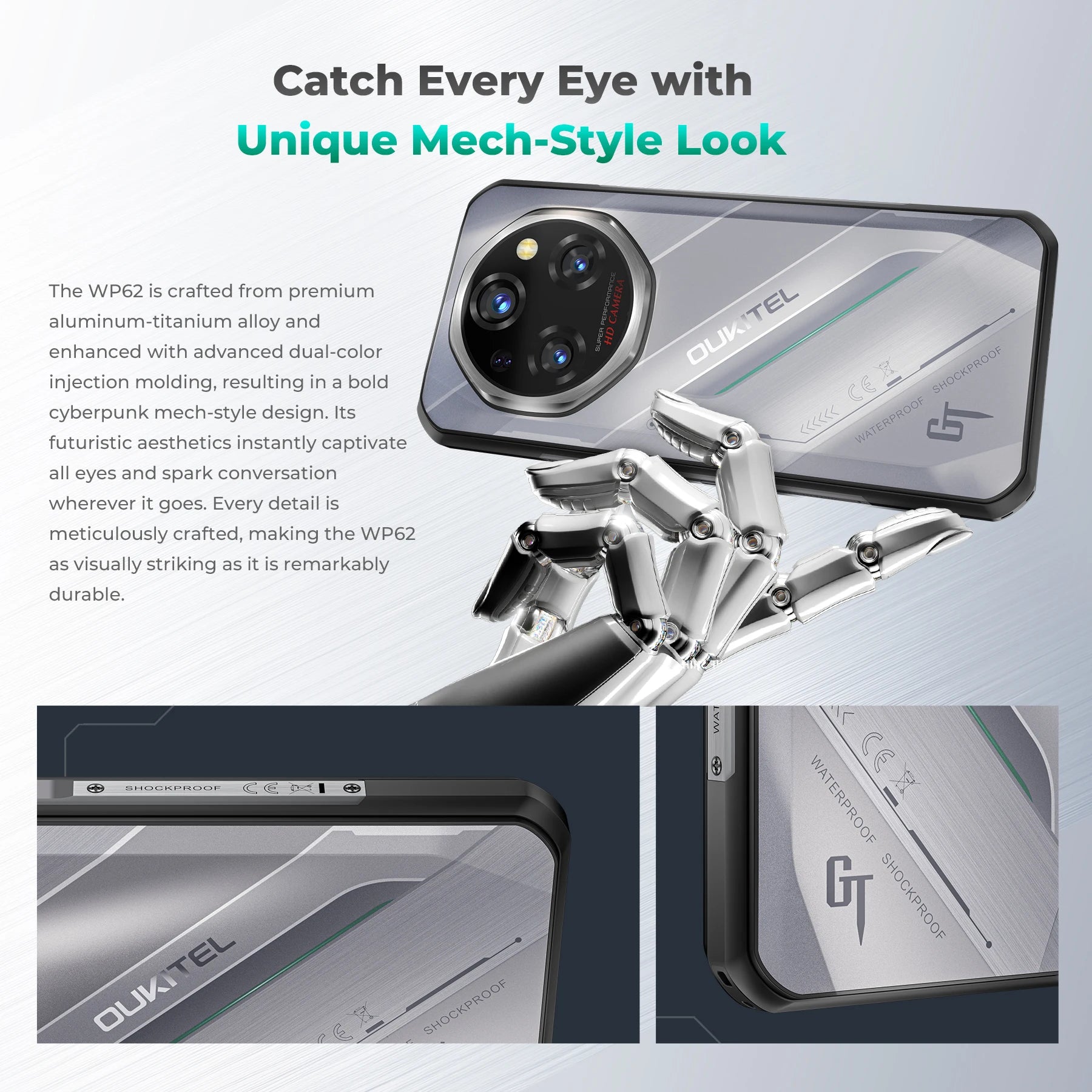 11000mAh 6.6" 512GB Android WP62 5G Rugged Smartphone