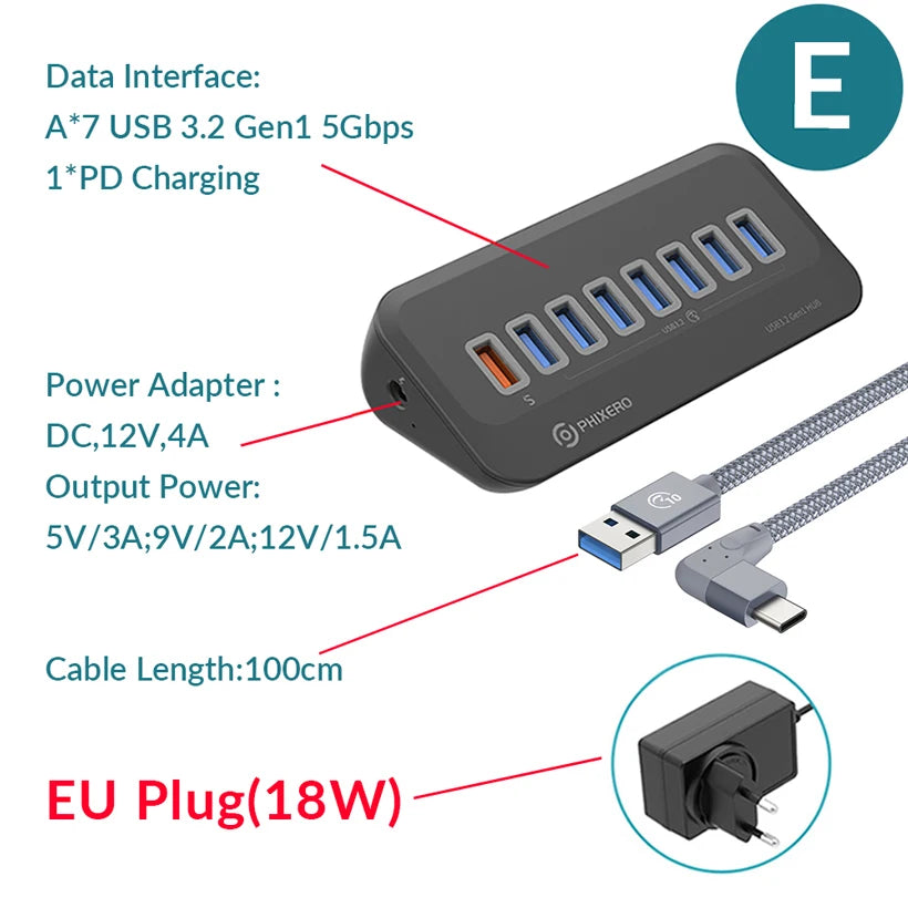 USB 3.2 Type C USB 3.0 Adapter Docking Station with SD Card for Laptop PC