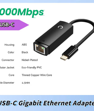 RJ45 USB 3.0 2.4GHz 1000Mbps USB Type C Adapter For MacBook