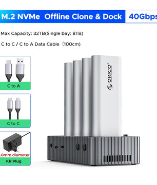 Aluminum 4 Bay 40Gbps M.2 NVMe SSD Clone Docking Station