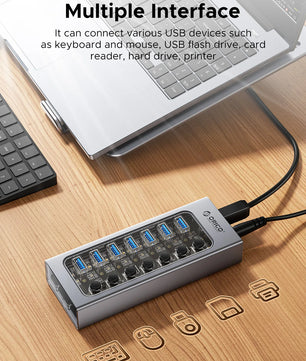 Orico 7-IN-1 Aluminum Alloy USB 3.0 Splitter Docking Station Hub