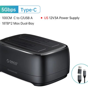 Plastic USB 3.0 3.5 Inch Type-C Dual Bay Hard Drive