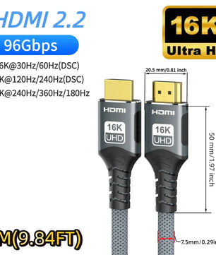 Aluminium 7.3mm 48Gbps HDMI-Compatible 2.1 Cable For Laptop
