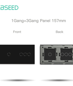 Bseed 10A Alloy 2 Gang Crystal Glass Panel Light Touch Switch